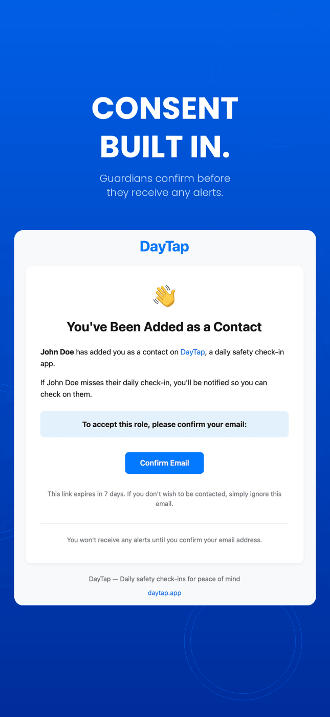 Contacts confirm their email before receiving alerts